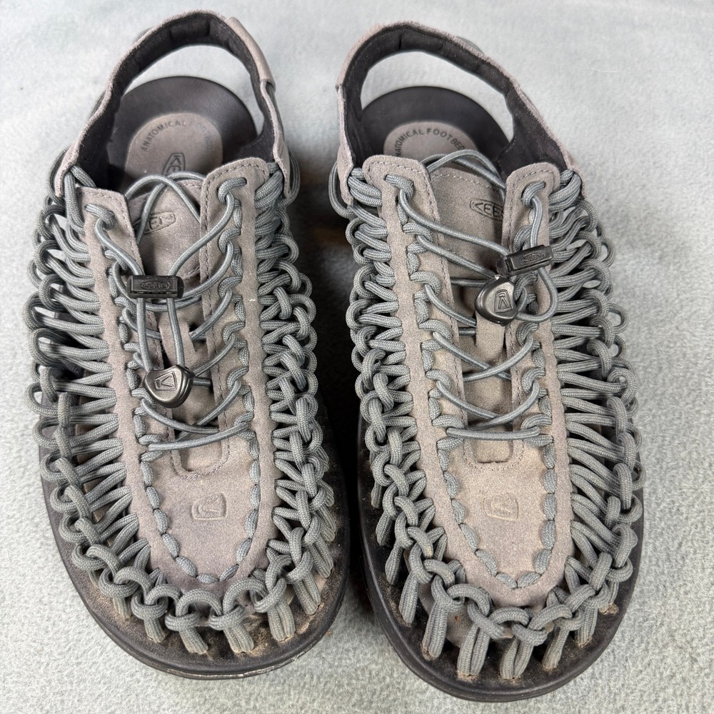 KEEN Uneek Grey Cord Outdoor Sandals Anatomical Footbed Mens 10.5 1014020